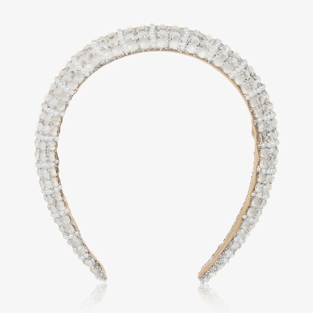 David Charles-Ободок для девочек кремовый с украшениями | Childrensalon Outlet