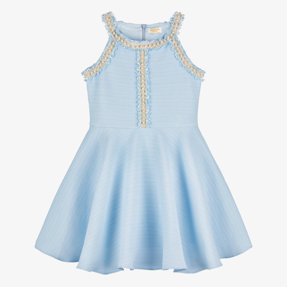 David Charles-Girls Elegant Blue Jewel Dress | Childrensalon Outlet