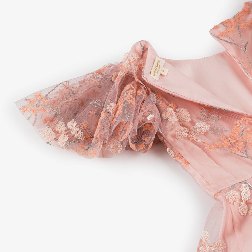 David Charles-Girls Elegant Pink Embellished Gown | Childrensalon Outlet