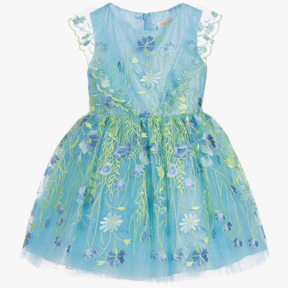 David Charles-Girls Embroidered Flower Dress | Childrensalon Outlet