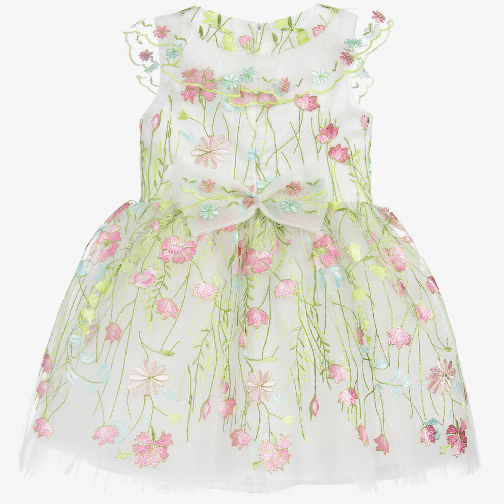 David Charles-Girls Embroidered Flower Dress | Childrensalon Outlet