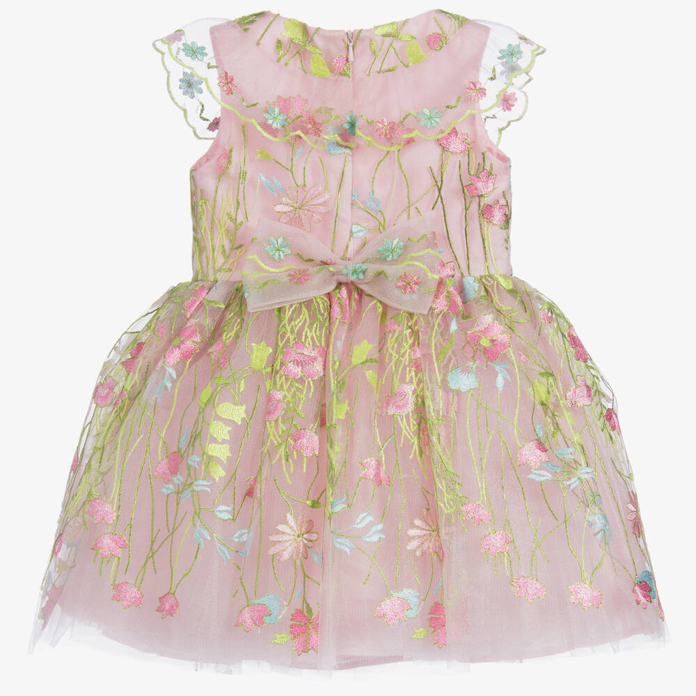 David Charles-Girls Embroidered Flower Dress | Childrensalon Outlet