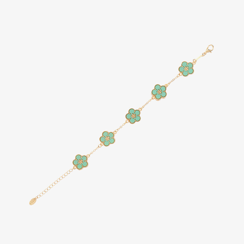 David Charles-Girls Emerald Blossom Gold Bracelet | Childrensalon Outlet