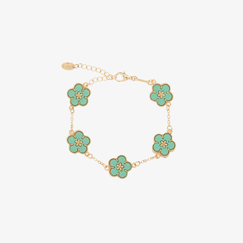 David Charles-Girls Emerald Blossom Gold Bracelet | Childrensalon Outlet
