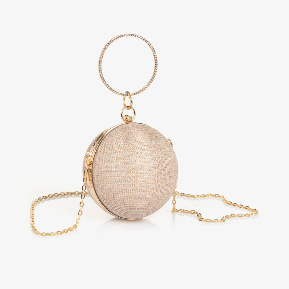 David Charles-حقيبة كروية ذهبية براقة للبنات | Childrensalon Outlet