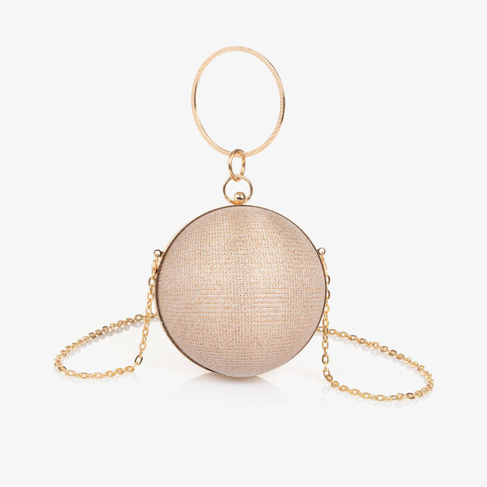 David Charles-حقيبة كروية ذهبية براقة للبنات | Childrensalon Outlet