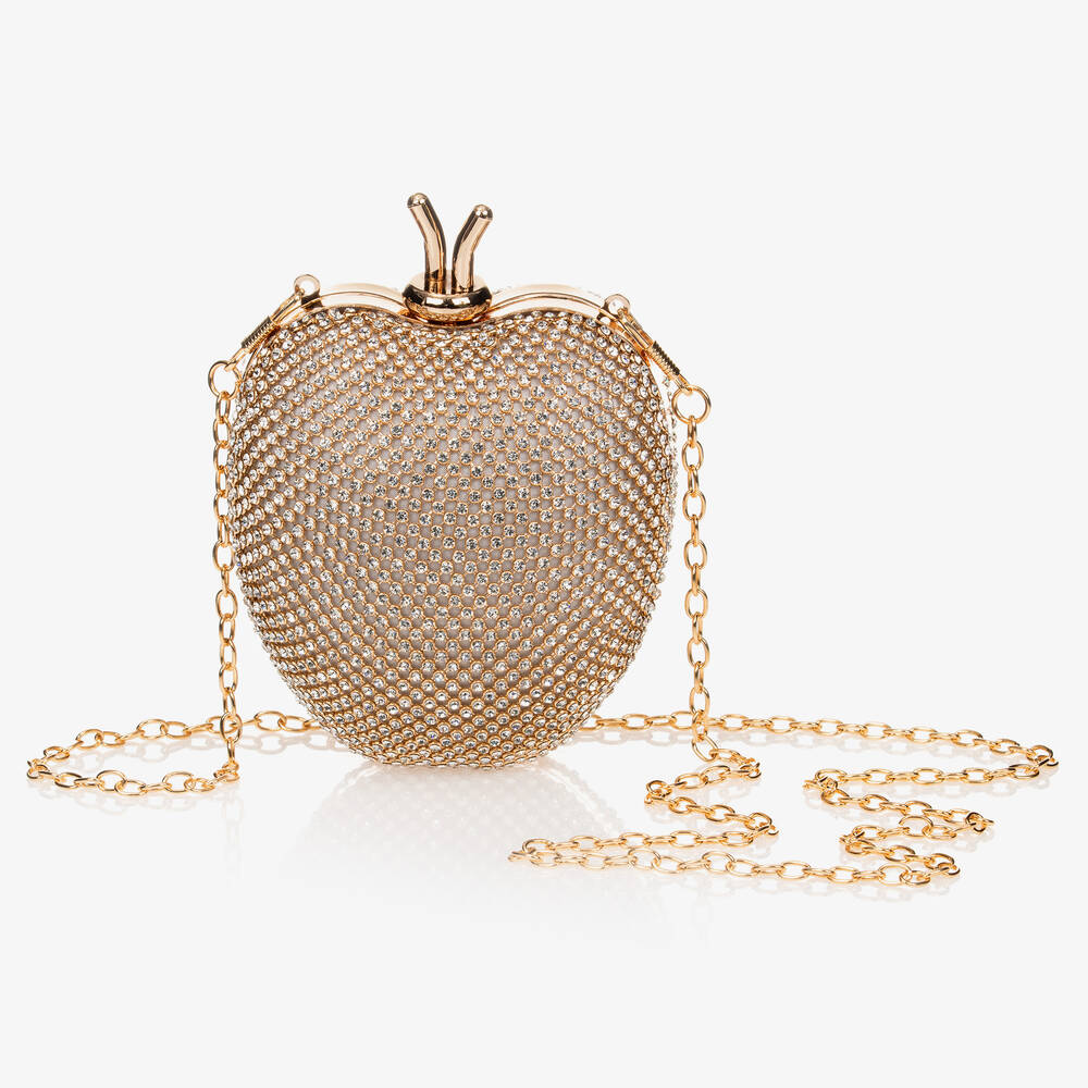 David Charles - Girls Gold Apple Bag (12cm) | Childrensalon