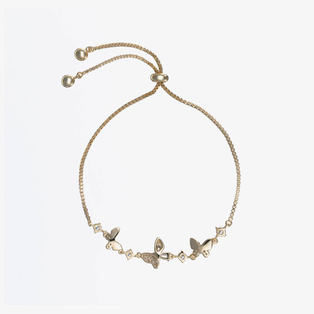 David Charles-Girls Gold Charm Butterfly Bracelet | Childrensalon Outlet