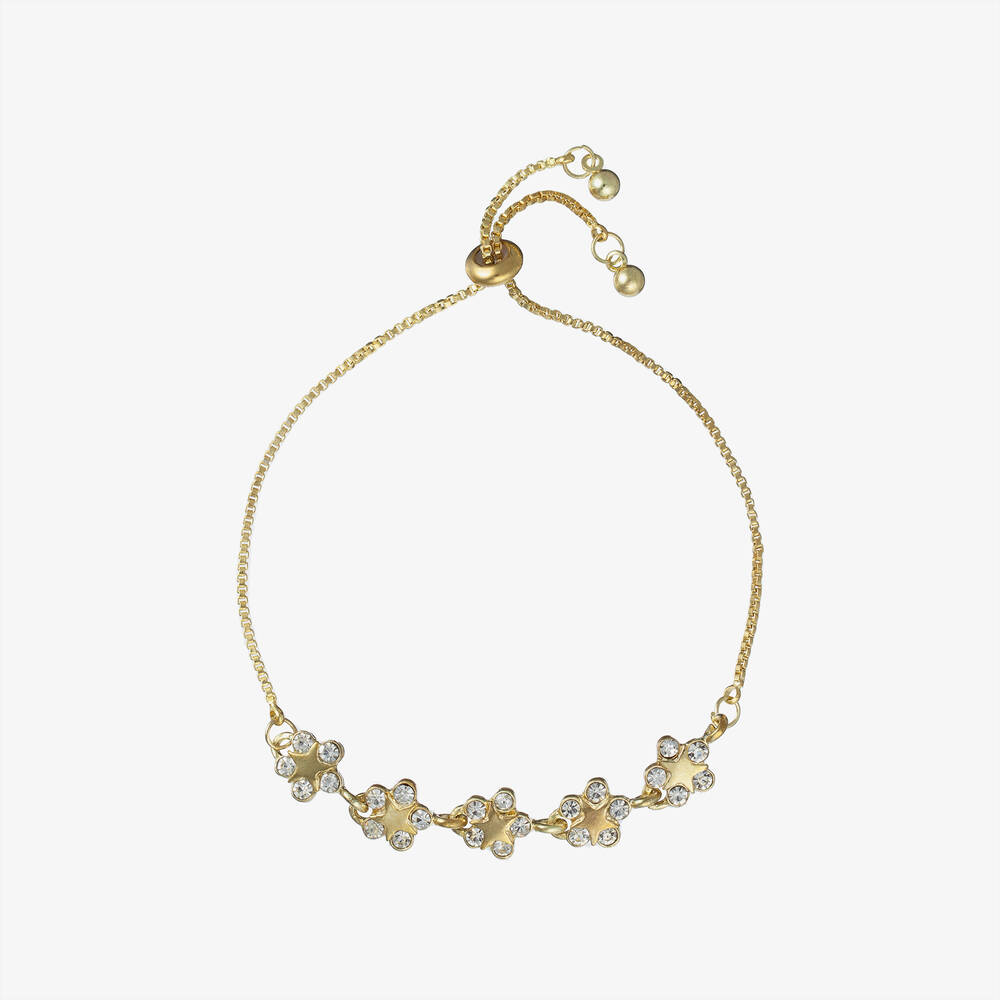 David Charles - Girls Gold Crystal Flowers Bracelet | Childrensalon