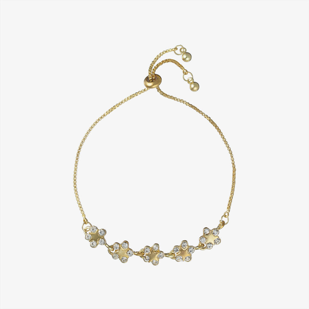 David Charles - Goldenes Armband mit Kristallblumen | Childrensalon