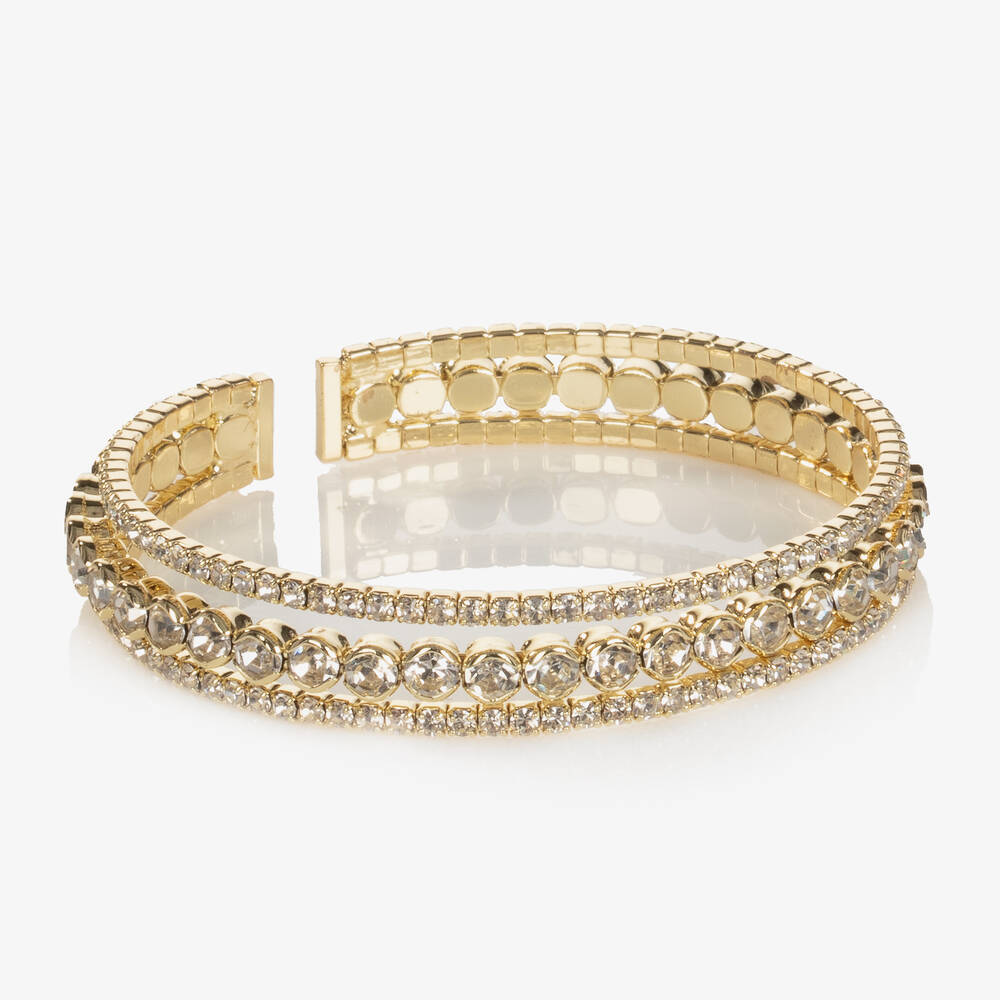 David Charles - Girls Gold Diamanté Bangle | Childrensalon