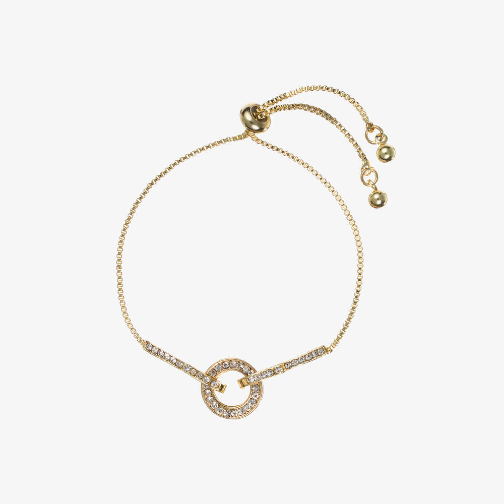 David Charles - Girls Gold Diamanté Bracelet | Childrensalon
