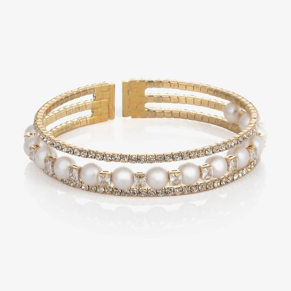 David Charles - Bracelet doré strass perles fille | Childrensalon