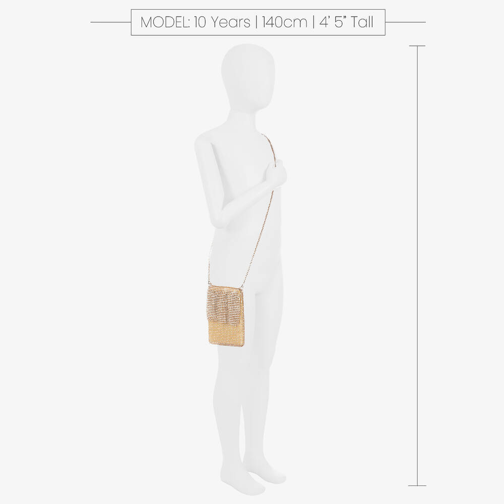 David Charles-Girls Gold Diamantés Phone Bag (17cm) | Childrensalon Outlet