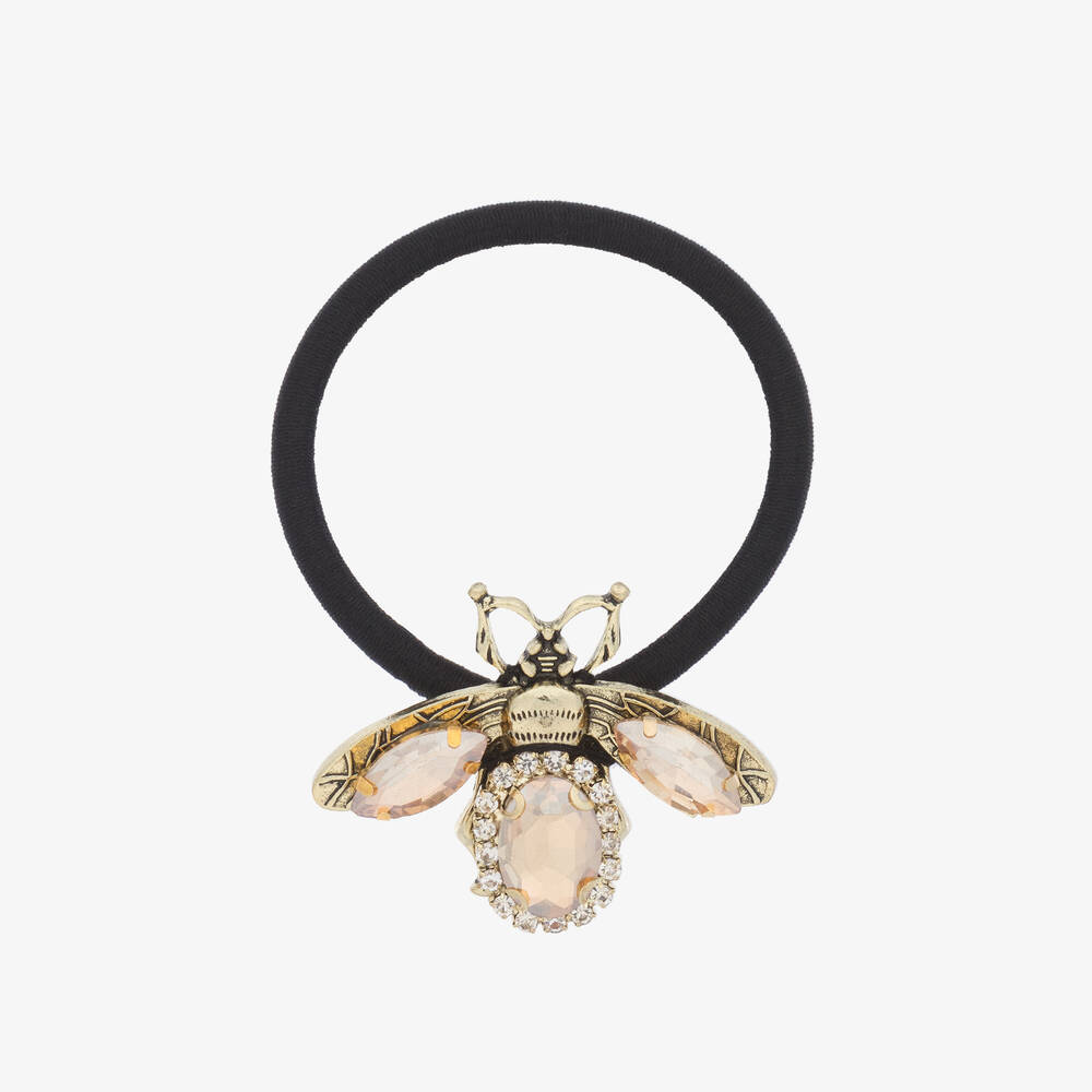 David Charles - Girls Gold & Jewelled Bee Hair Elastic (4.5cm) | Childrensalon