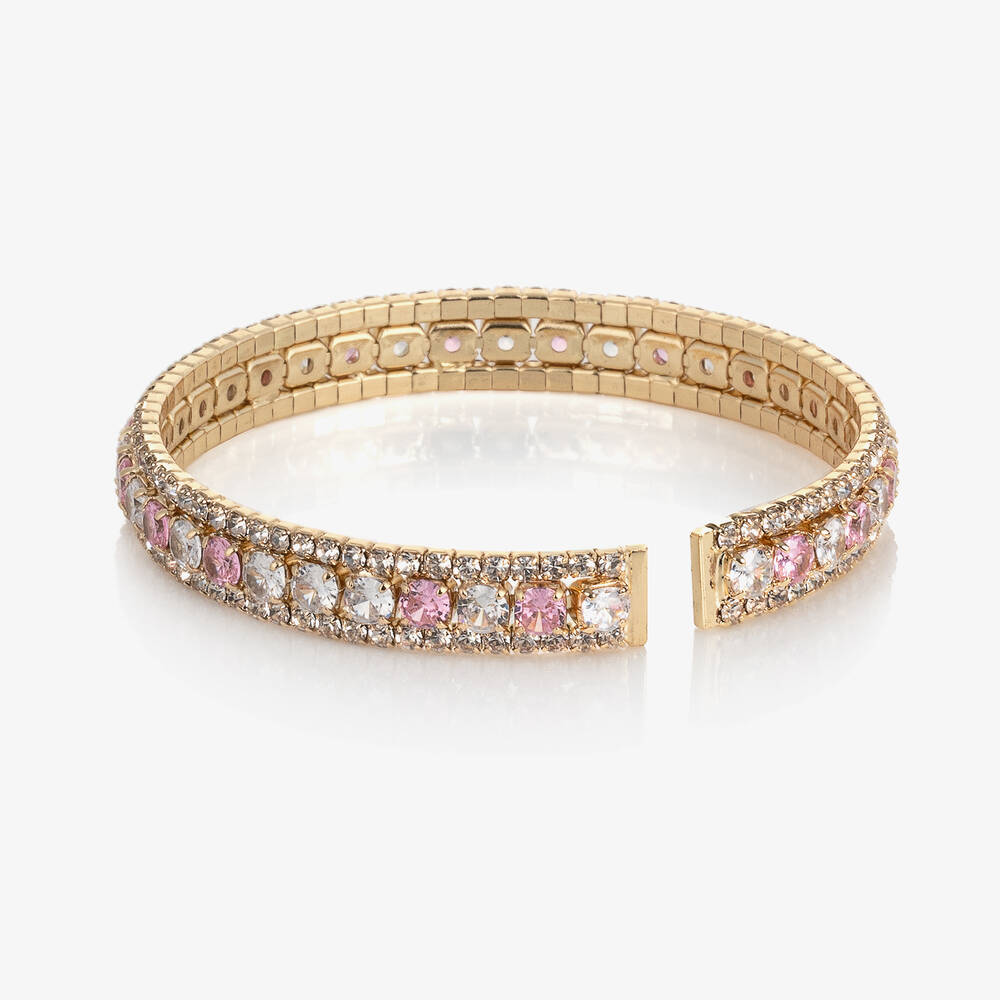 David Charles-Золотистый браслет с розовыми кристаллами | Childrensalon Outlet