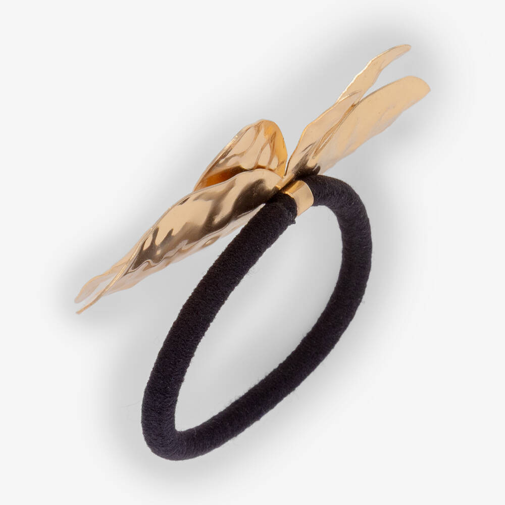 David Charles-Girls Gold Tone Flower Hair Elastic with Pearl (8cm) | Childrensalon Outlet