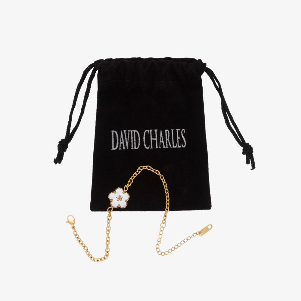 David Charles-Girls Gold Tone & Ivory Clover Bracelet | Childrensalon Outlet