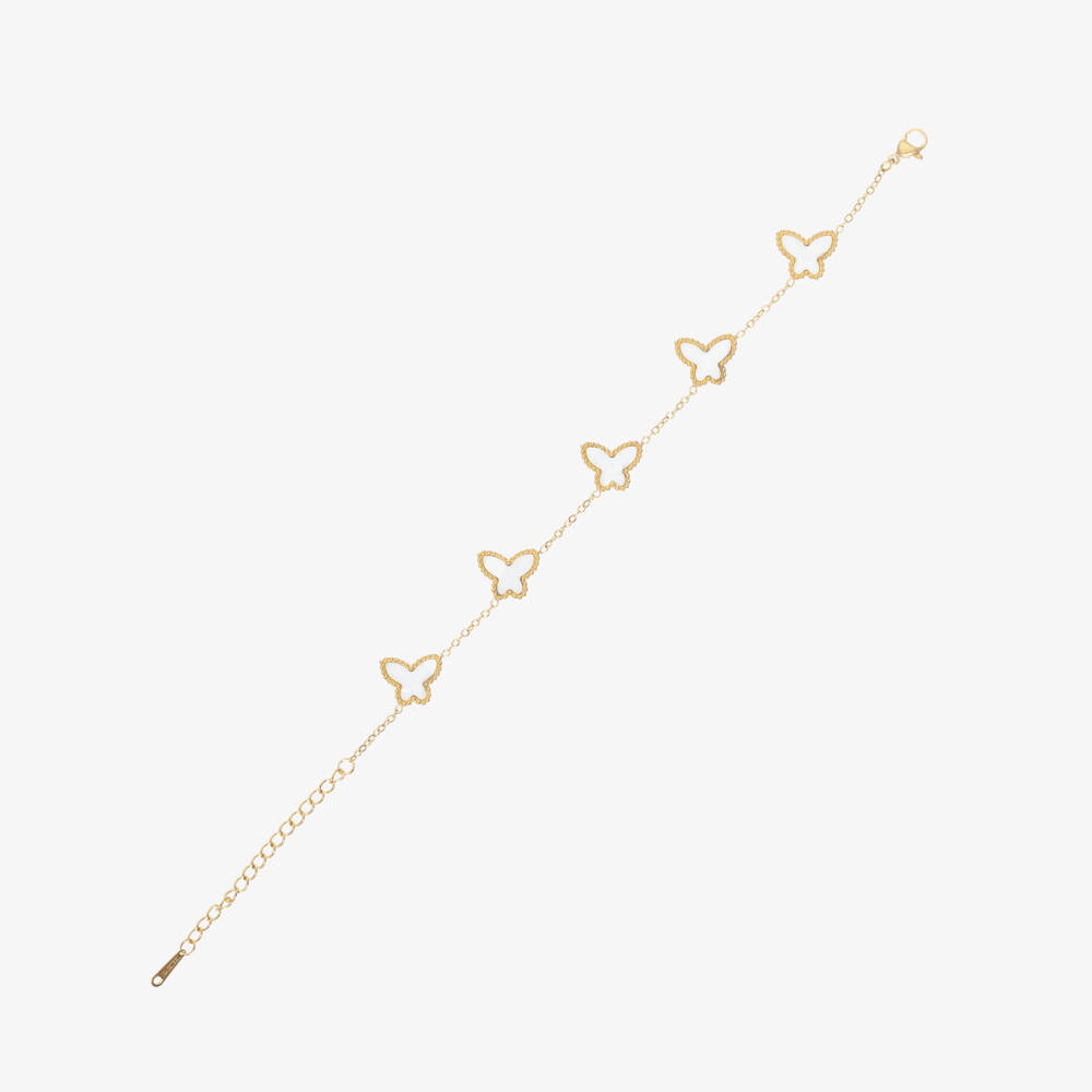 David Charles-Girls Gold Tone & White Butterfly Bracelet | Childrensalon Outlet