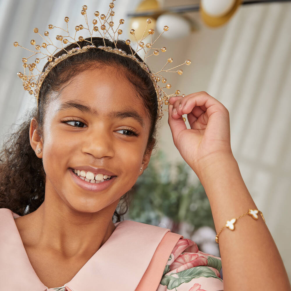 David Charles-Girls Gold Tone & White Butterfly Bracelet | Childrensalon Outlet