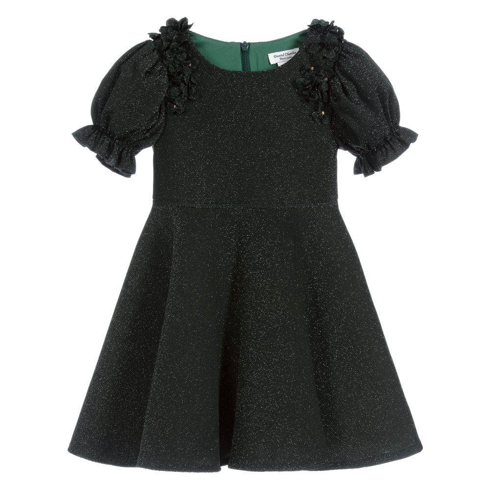 David Charles - Girls Green Neoprene Dress | Childrensalon