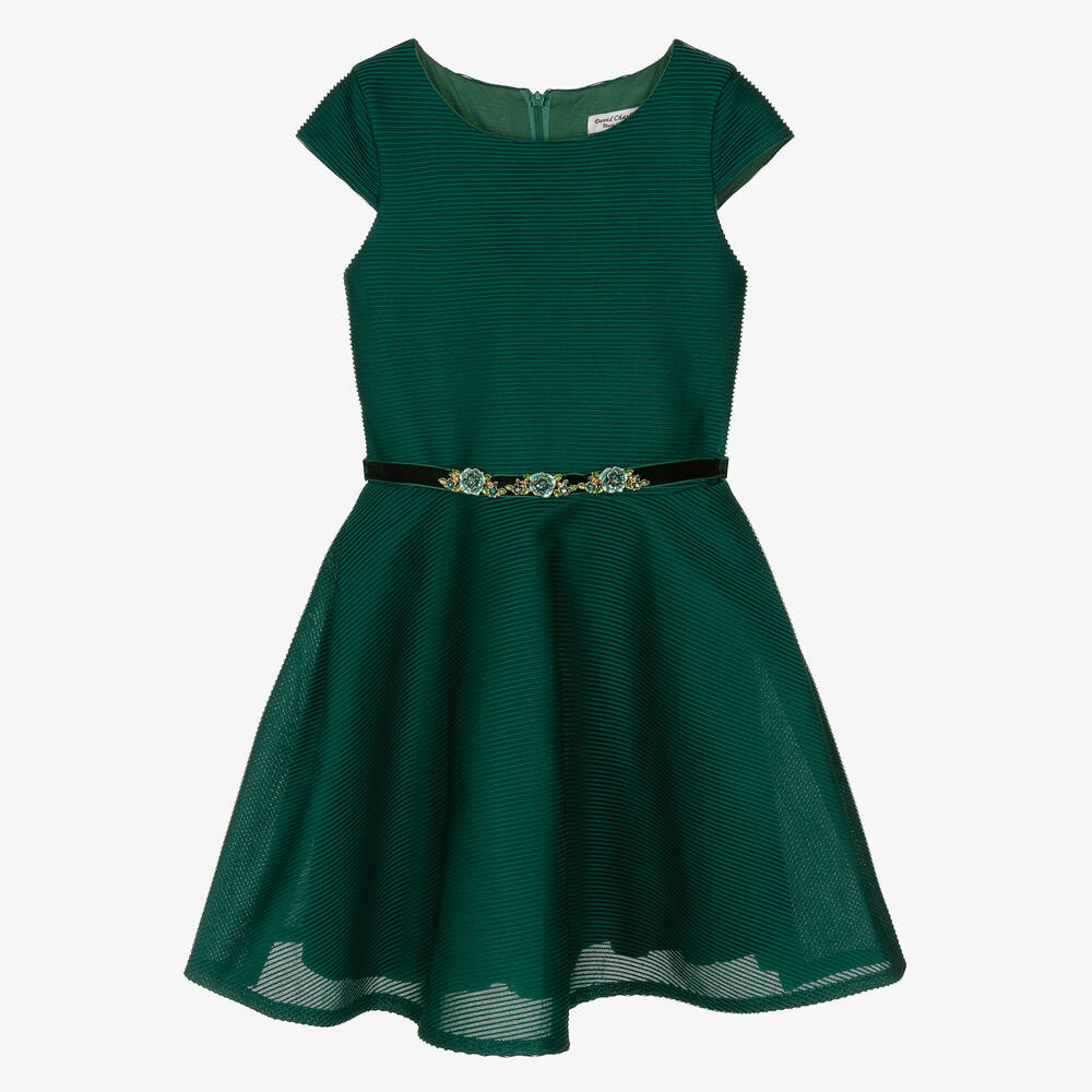 David Charles - Зеленое платье из неопрена в рубчик | Childrensalon