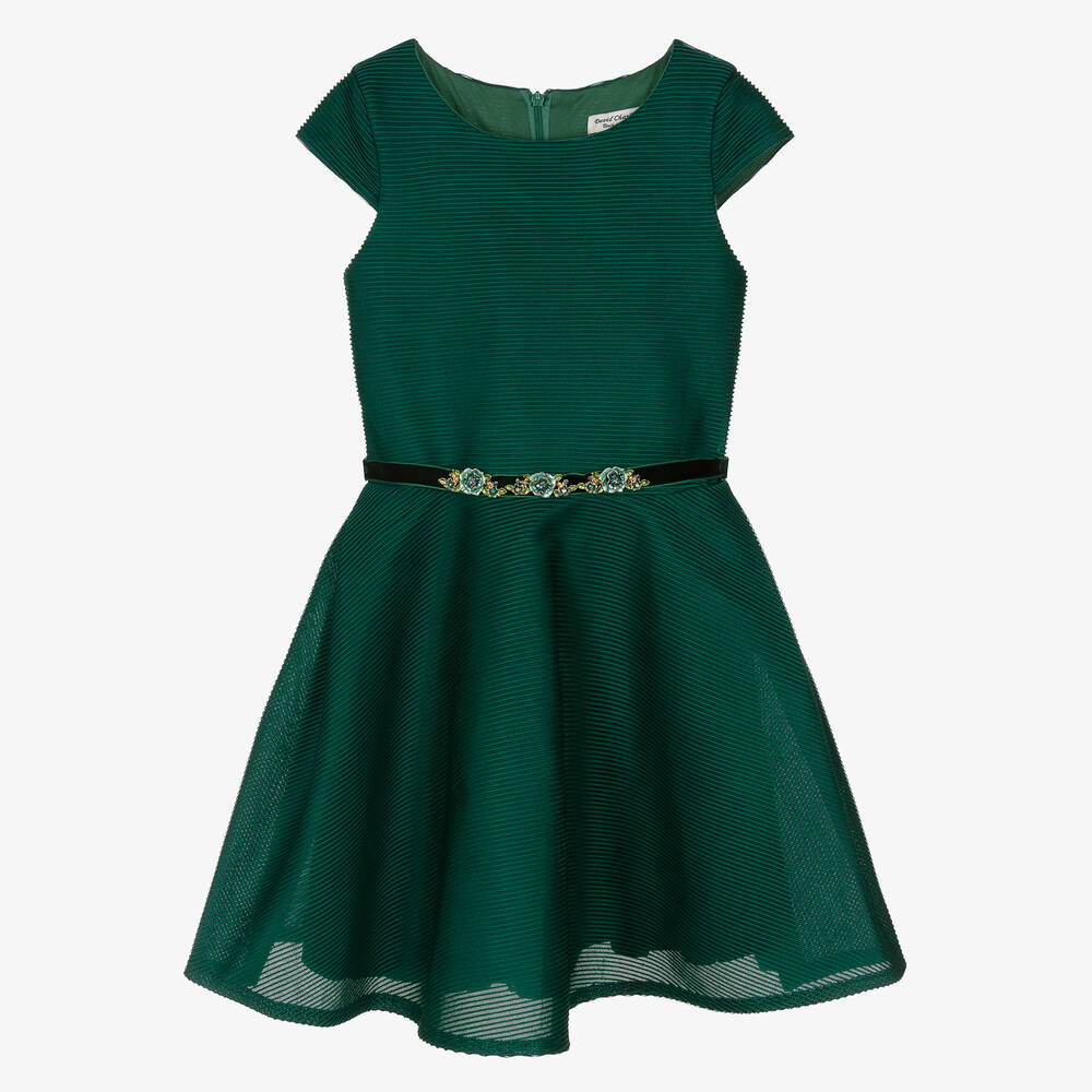 David Charles - Grünes geripptes Neoprenkleid | Childrensalon