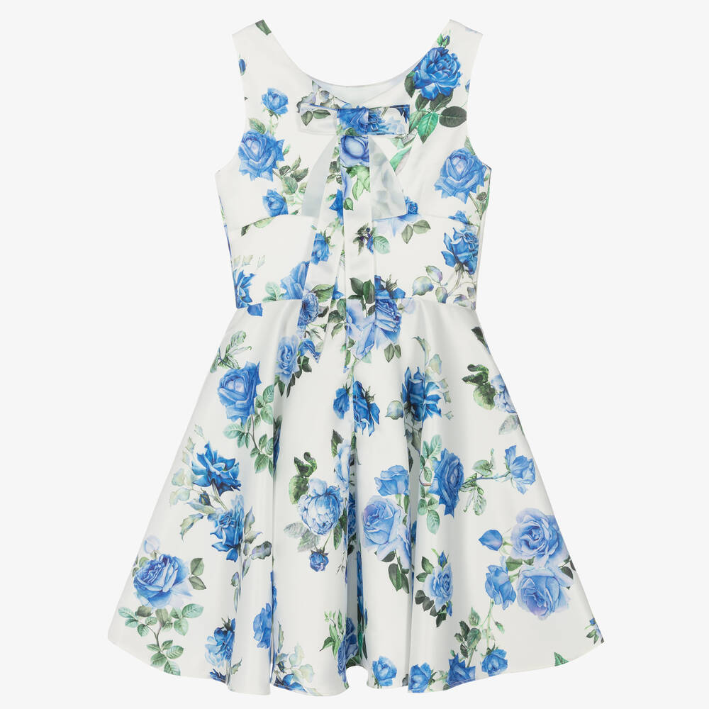 David Charles-Кремовое платье с голубыми розами | Childrensalon Outlet