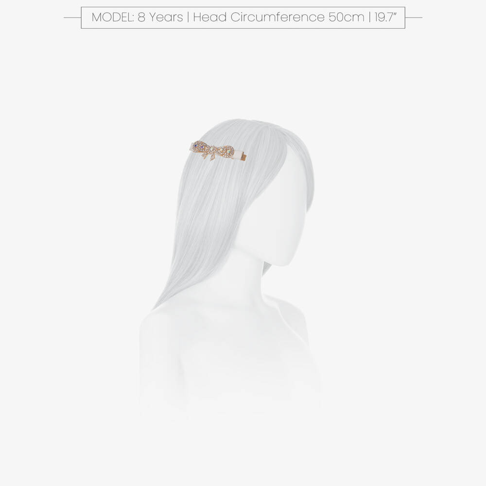 David Charles-Girls Ivory & Diamanté Bow Hair Clip (8cm) | Childrensalon Outlet