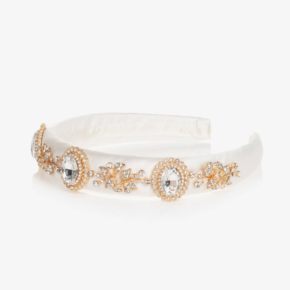 David Charles-Girls Ivory Diamanté Hairband | Childrensalon Outlet