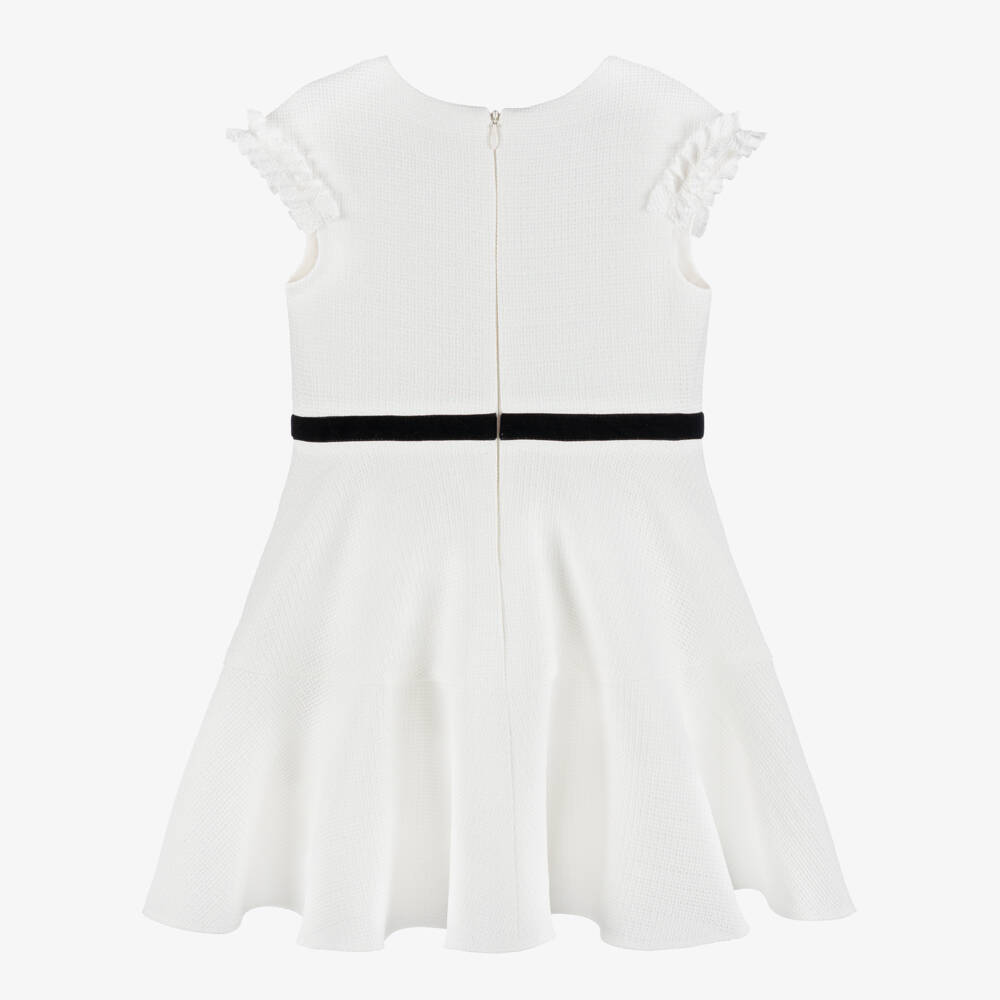 David Charles-Girls Ivory Dress with Black Velvet Bows | Childrensalon Outlet