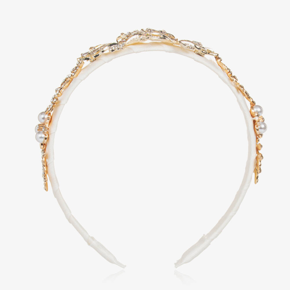 David Charles-Girls Ivory Embellished Butterfly Headband | Childrensalon Outlet