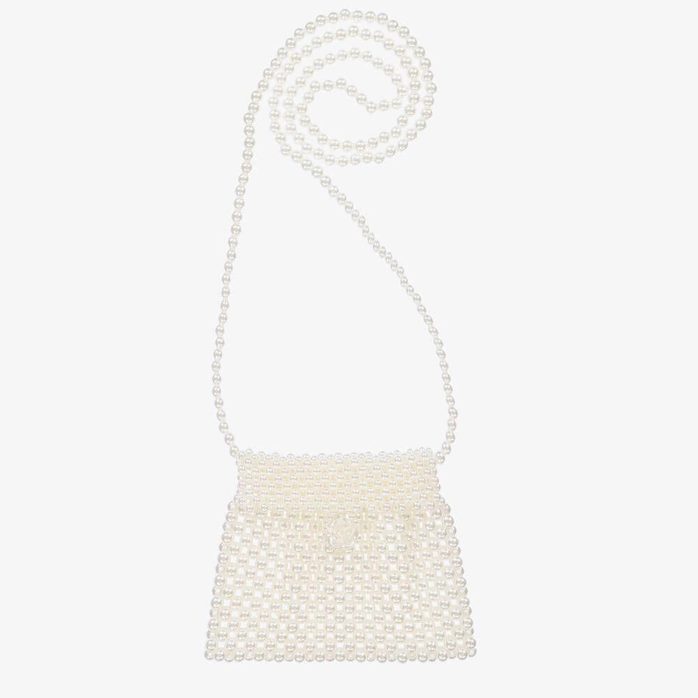 David Charles-Girls Ivory Faux Pearl Bag (15cm) | Childrensalon Outlet