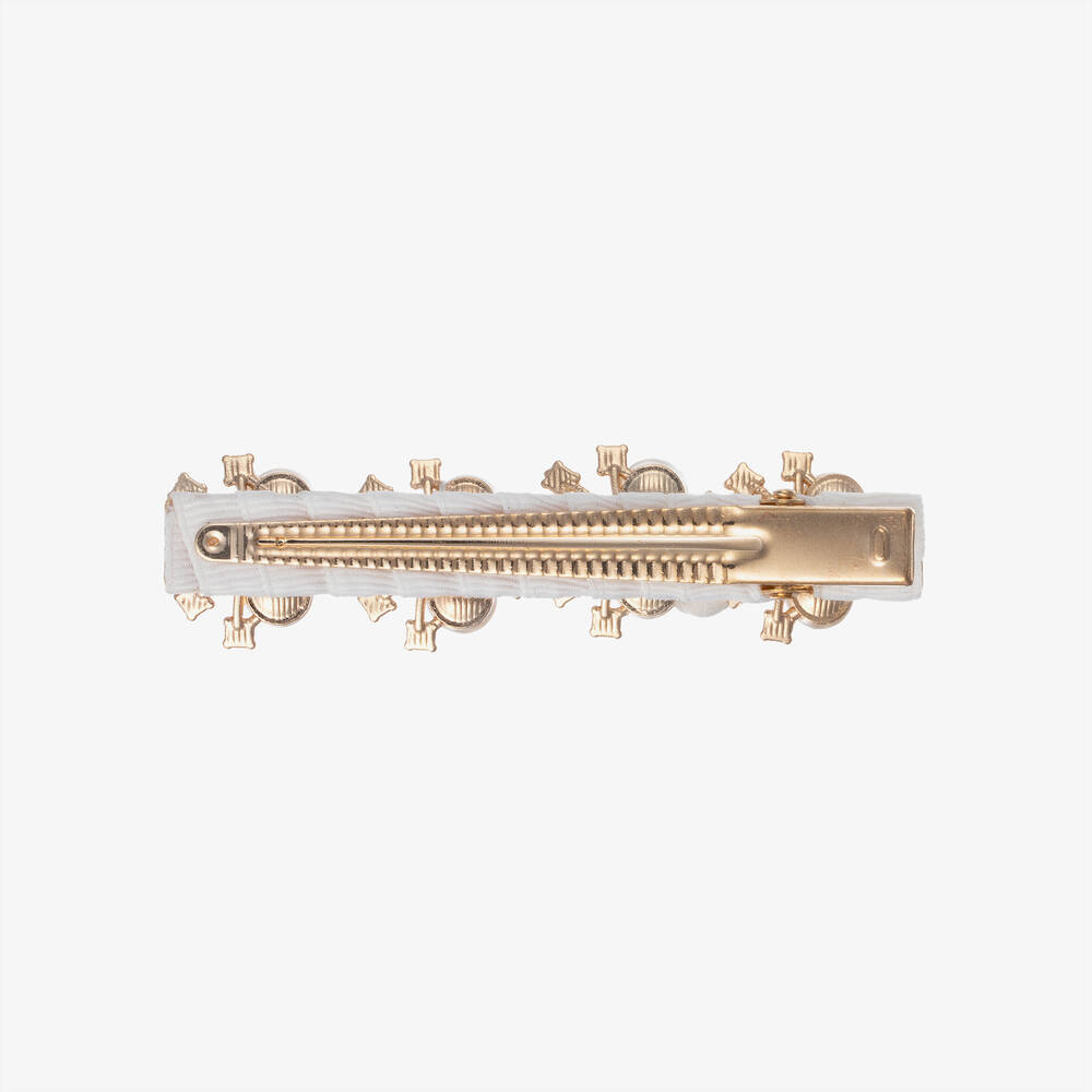 David Charles-Girls Ivory Faux Pearl Hair Clip (8cm) | Childrensalon Outlet