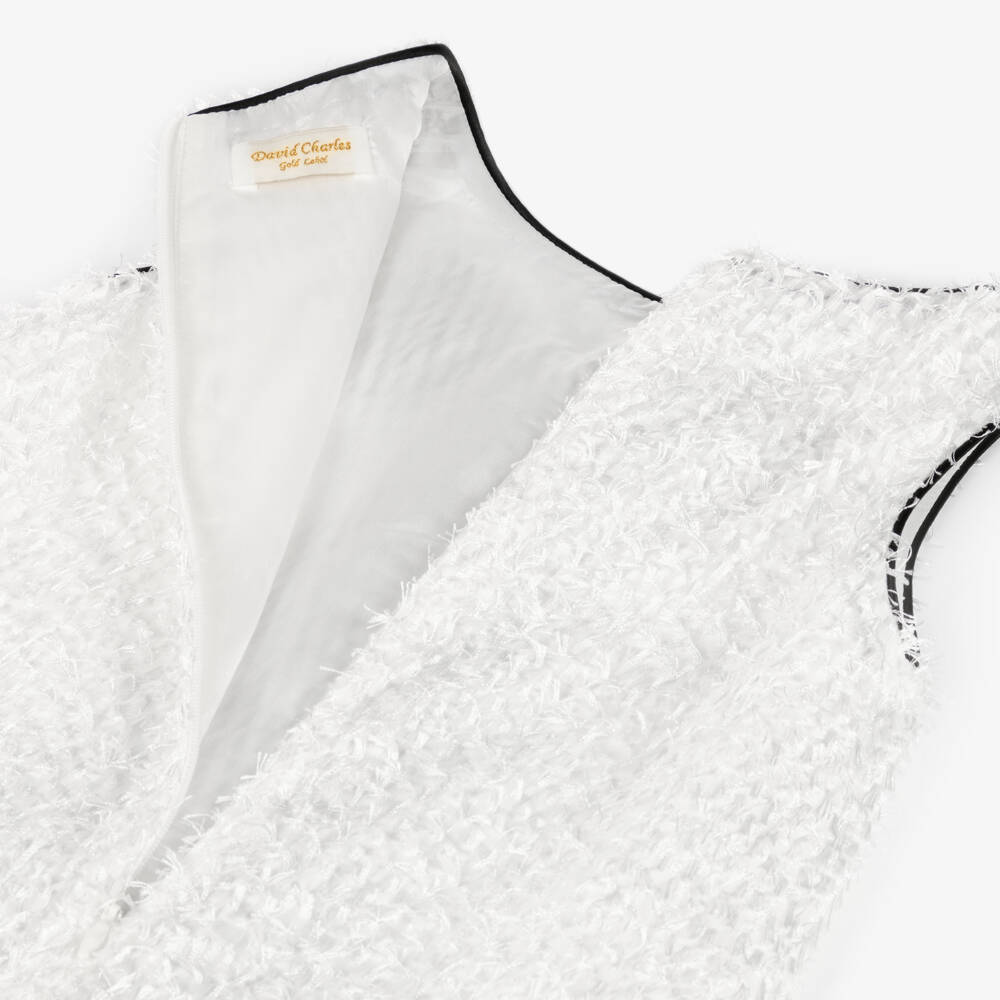 David Charles-Платье кремовое с бахромой и бантом для девочек | Childrensalon Outlet