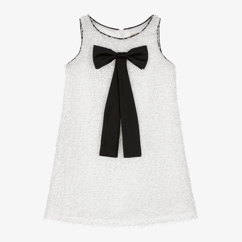 David Charles-Платье кремовое с бахромой и бантом для девочек | Childrensalon Outlet