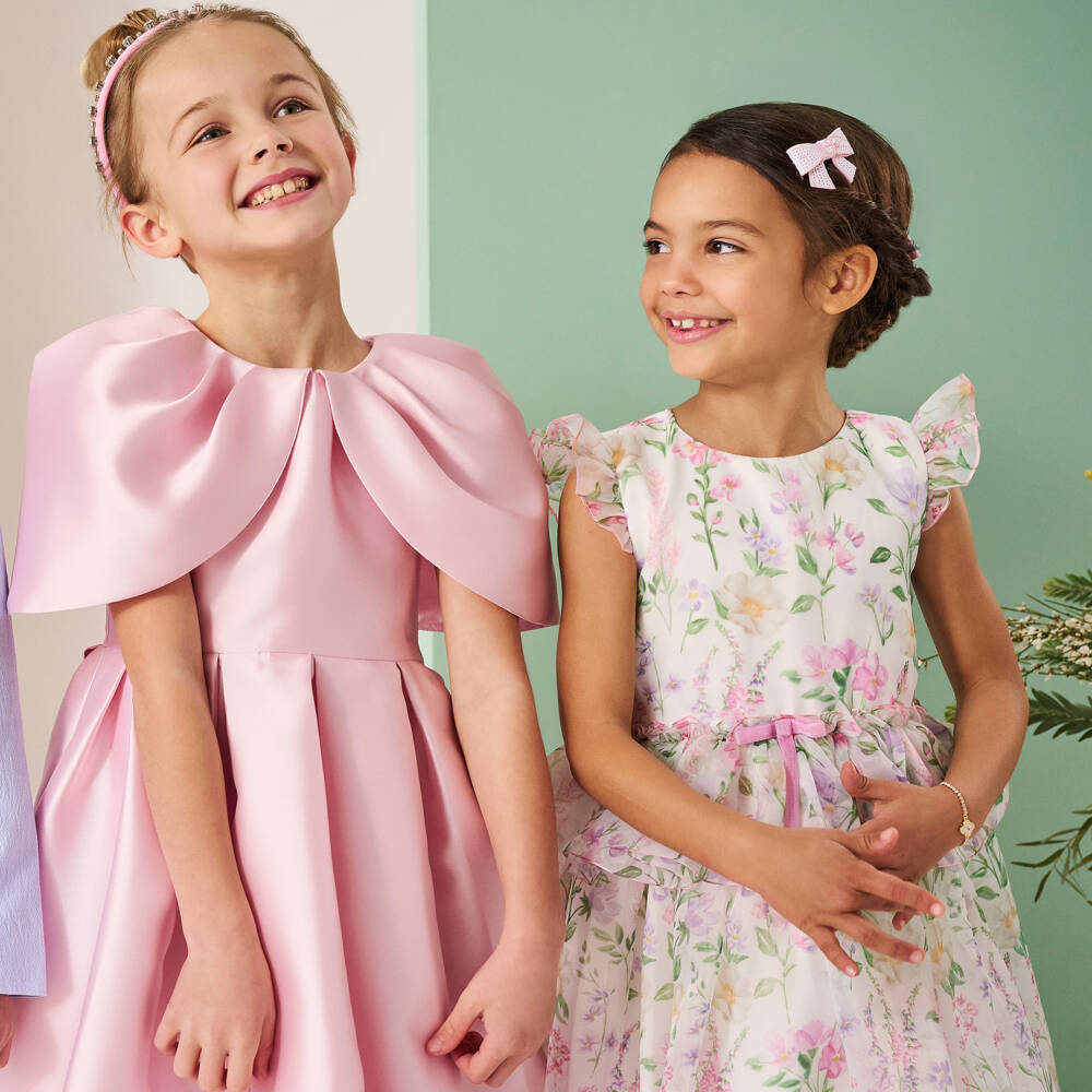 David Charles-Girls Ivory & Gold Floral Jewel | Childrensalon Outlet