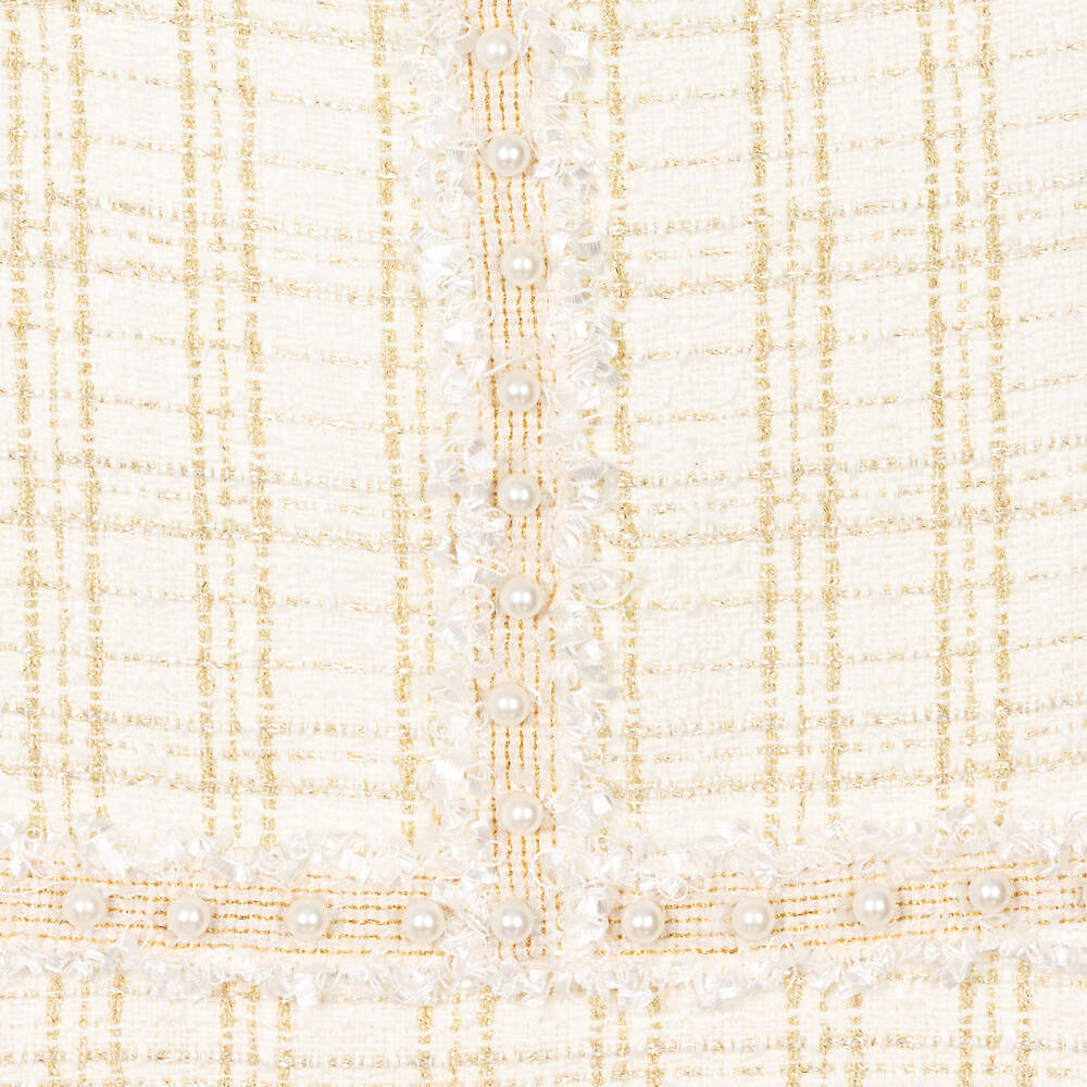  ديفيد تشارلز-فستان تويد لون عاجي وذهبي | Childrensalon Outlet