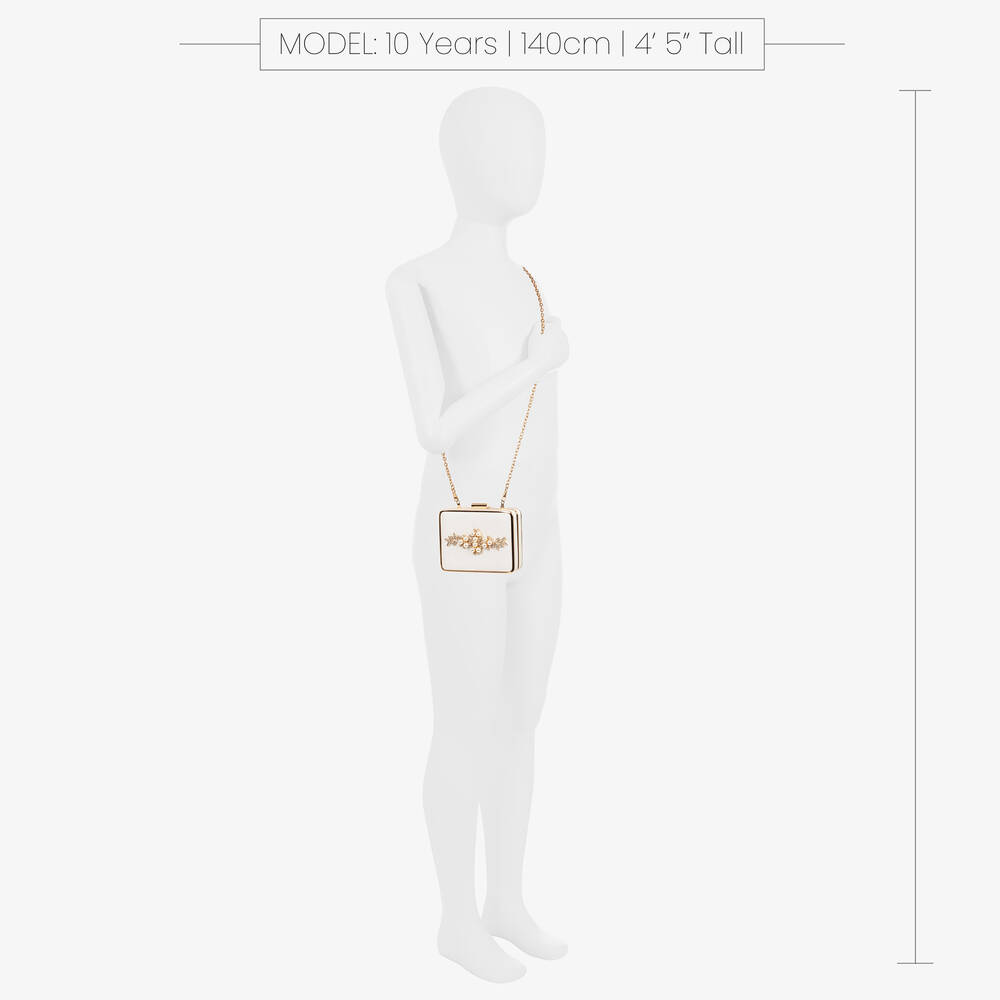 David Charles-Girls Ivory Satin Pearl Handbag (12cm) | Childrensalon Outlet