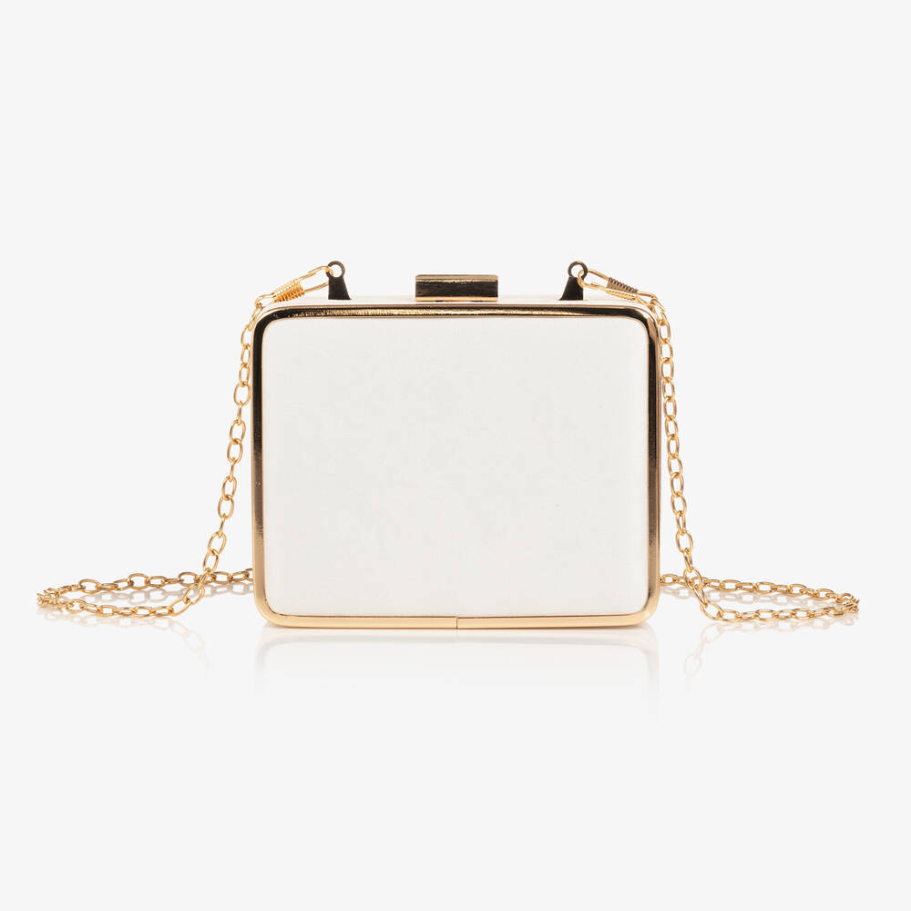 David Charles-Girls Ivory Satin Pearl Handbag (12cm) | Childrensalon Outlet