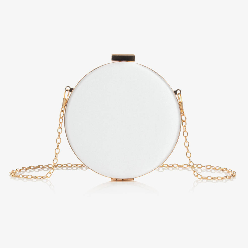 David Charles-Кремовая круглая сумочка из атласа (12см) | Childrensalon Outlet