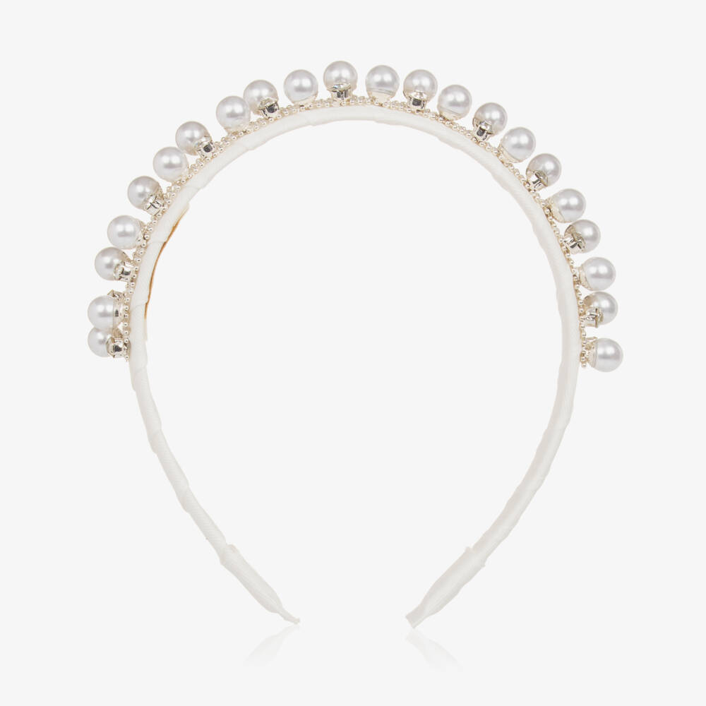 David Charles-Girls Ivory Sparkle Gem Hairband | Childrensalon Outlet