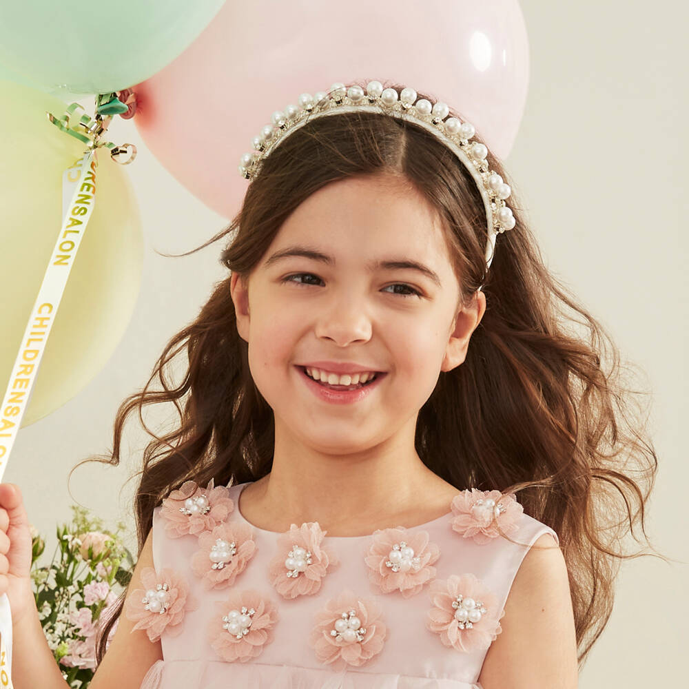David Charles-Girls Ivory Sparkle Gem Hairband | Childrensalon Outlet