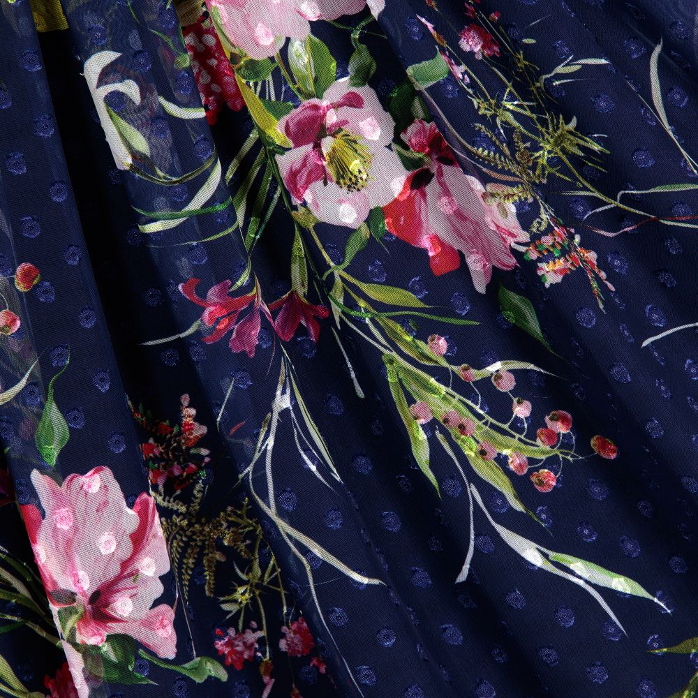 David Charles-Girls Long Blue Chiffon Dress | Childrensalon Outlet