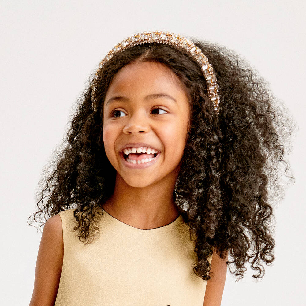 David Charles-Широкий золотистый ободок со стразами | Childrensalon Outlet