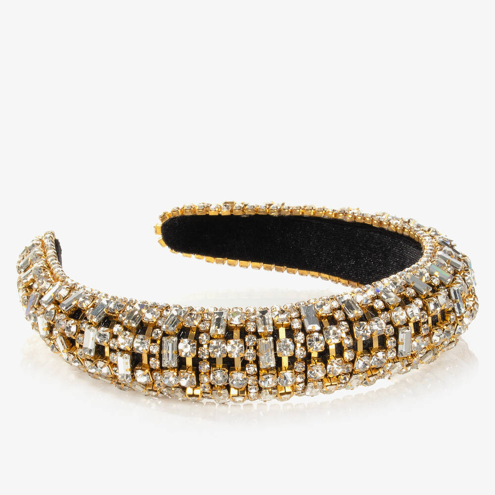David Charles-Широкий золотистый ободок со стразами | Childrensalon Outlet