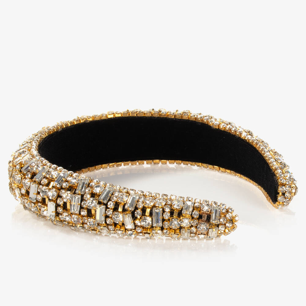 David Charles-Широкий золотистый ободок со стразами | Childrensalon Outlet