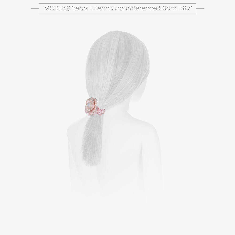 David Charles-Girls Pale Pink Satin & Diamanté Flower Hair Elastic | Childrensalon Outlet