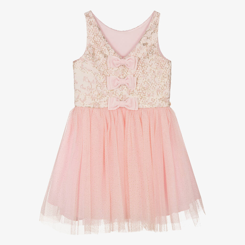David Charles-Розовое платье с бантиками на спине | Childrensalon Outlet