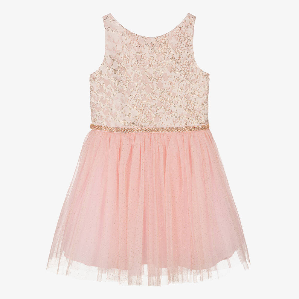 David Charles - Girls Pink Bow Back Dress | Childrensalon Outlet